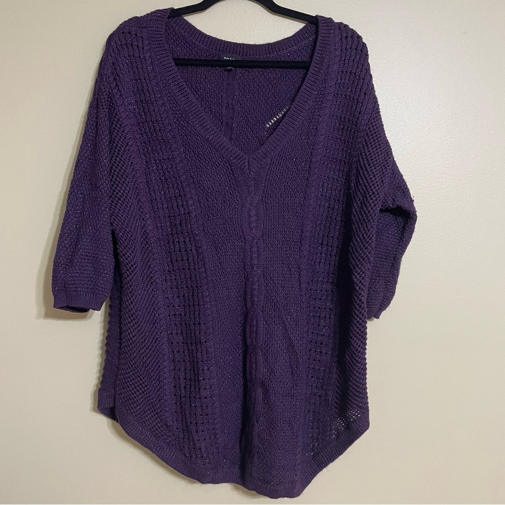 Torrid Lurex Pointelle Purple Tunic Sweater metallic‎ weave Size 3X